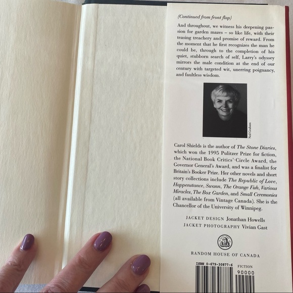 1st Canadian Edition 1987 Larry's Party by Carol Shields Hard Cover Book - Picture 5 of 5